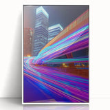 Framed acrylic artwork of a landscape bridge with white frame, showcasing vivid colors and intricate details, perfect for modern home decor and art enthusiasts.