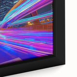 Close-up of a framed canvas showcasing a serene landscape bridge scene, featuring lush greenery and a tranquil river, ideal for enhancing home decor with natural beauty.