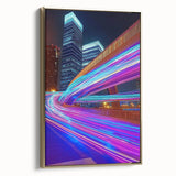 Framed canvas artwork depicting a landscape bridge in a gold frame, showcasing intricate details and vibrant colors, ideal for home decor or office spaces.