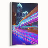 Framed canvas artwork depicting a serene landscape bridge with lush greenery, showcasing intricate details and vibrant colors, ideal for home decor enthusiasts.