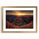 Landscape canyon artwork framed with a gold mat, showcasing rich earth tones and intricate details, perfect for enhancing modern home decor aesthetics.