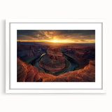 Landscape artwork showcasing a canyon scene framed with a white mat, emphasizing earthy tones and intricate details, perfect for home decor or art enthusiasts.