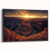 Framed canvas featuring a stunning landscape of colorful canyons, showcasing intricate rock formations and vibrant earth tones, designed to enhance any modern interior decor.