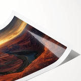 Stunning landscape print showcasing vibrant canyons in rich hues of red and orange, rolled for easy shipping in a protective tube, perfect for home decor.