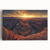 Vibrant stretched canvas artwork showcasing a breathtaking landscape of canyons with layered rock formations in warm earth tones, ideal for home decor.