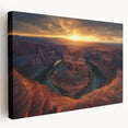 Stretched canvas artwork depicting a vibrant landscape of canyons in warm earth tones, showcasing intricate details and textures, ideal for home decor.