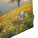 Close-up of a vibrant acrylic landscape design showcasing a serene countryside scene with lush greenery and rolling hills, perfect for home decor enthusiasts.