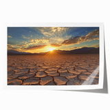 Stunning rolled print of a desert landscape showcasing vibrant hues of orange and yellow under a bright blue sky, perfect for home decor or office spaces.