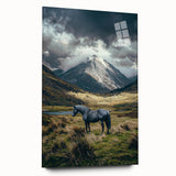 Vibrant acrylic landscape artwork showcasing rolling fields under a bright blue sky, displayed in a side view without pins, ideal for home decor.