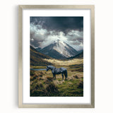 Silver-framed landscape artwork featuring vibrant green fields under a clear blue sky, elegantly matted for a sophisticated presentation, ideal for home decor.