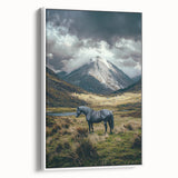 Framed canvas artwork showcasing serene landscapes with lush green fields, presented in a sleek white frame, perfect for home decor enhancement and nature lovers.