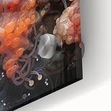 Large abstract wall art in mid-century modernist style, featuring earth tones on acrylic glass.