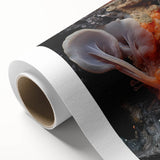 Art Deco-style poster featuring geometric patterns in gold and white on a rolled canvas, ideal for nursery wall art.