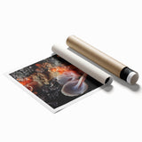 Extra large rolled print featuring close-up of white flowers on a muted background, ideal for classy bathroom wall art.