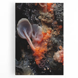 Black and white close-up photo of natural elements on a large stretched canvas, ideal for kitchen wall art.