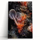 Black and white close-up photo of natural elements on a stretched canvas, ideal for kitchen wall art.