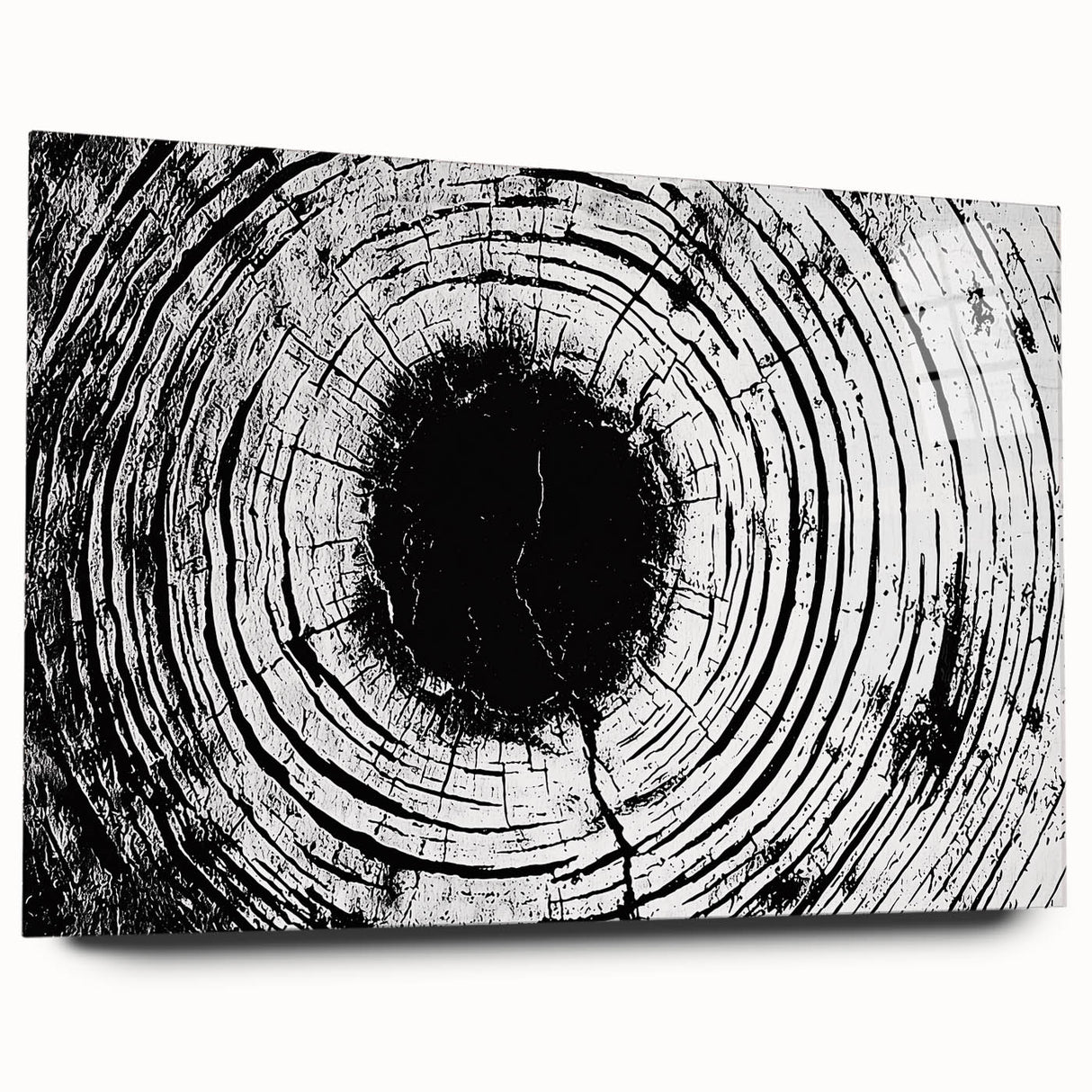 Large abstract wall art depicting natural elements in muted earth tones on acrylic glass.