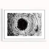 Abstract art print featuring swirling blue and green patterns on a white framed canvas, ideal for dining room decor.