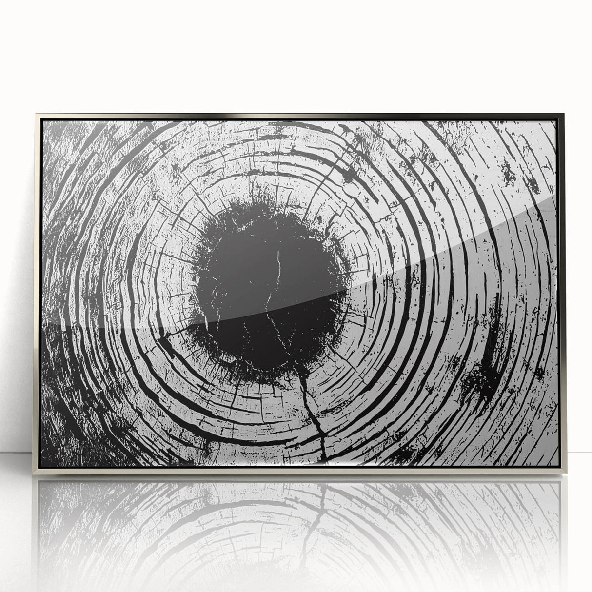 Mid-century modernist art featuring a close-up of nature elements in a silver framed acrylic, ideal for nursery wall decor.