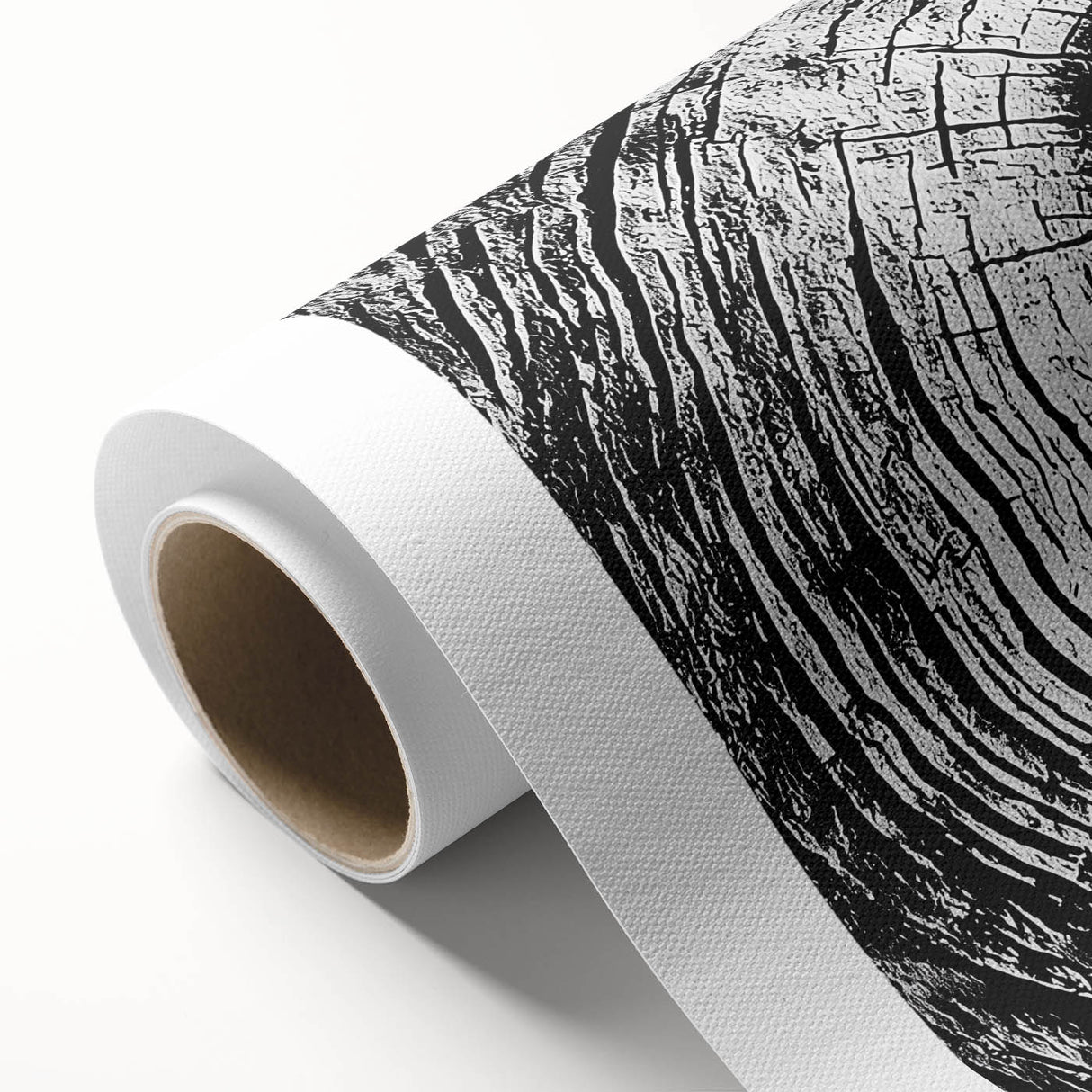 Art Deco-style poster of nature elements in muted green and brown tones on rolled canvas, suitable for nursery wall art.