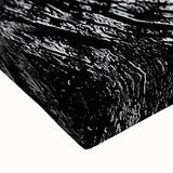 Black and white landscape art painting on stretched canvas featuring a detailed tree bark texture.