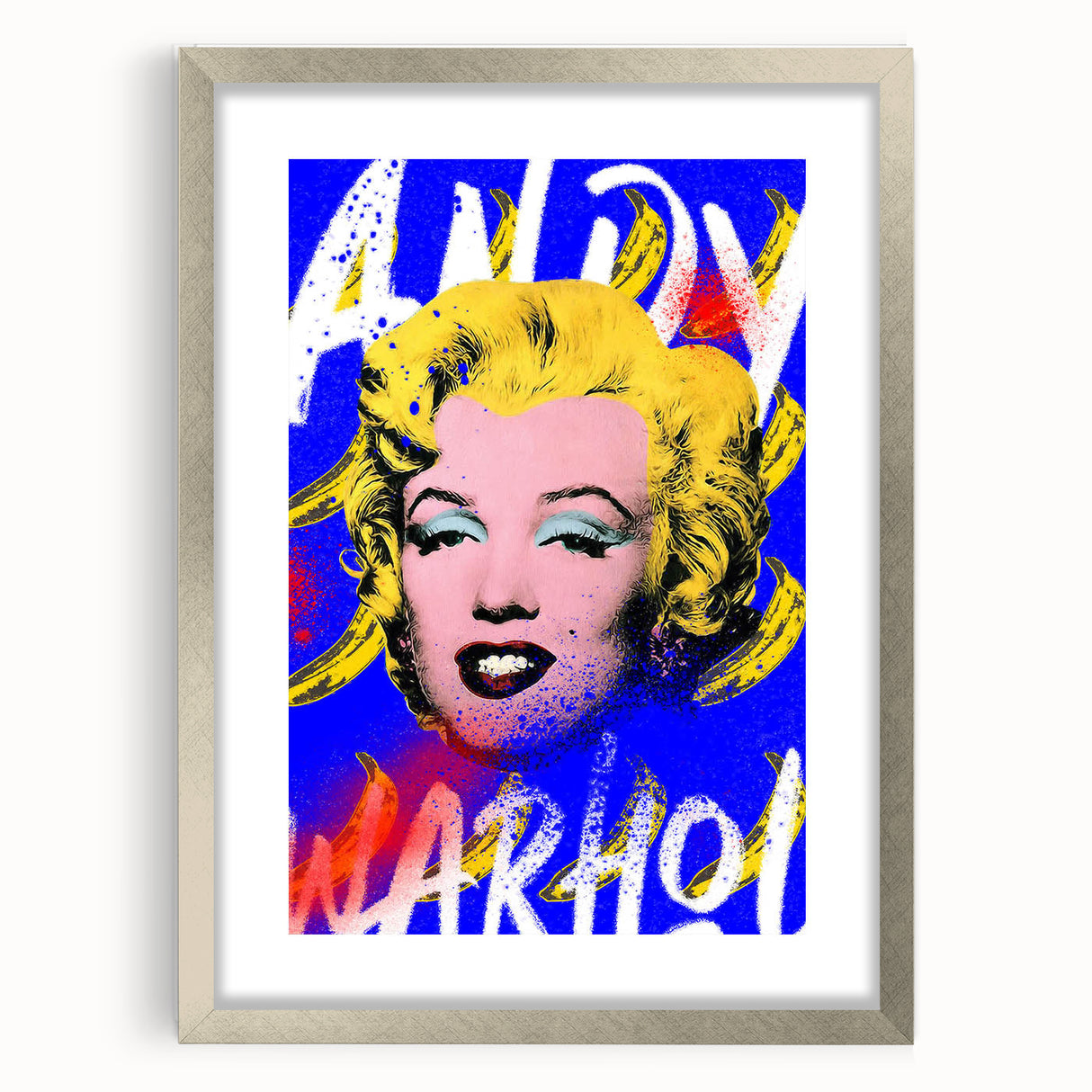 Iconic Pop Art Wall Art - Marilyn Canvas with Yellow and Blue