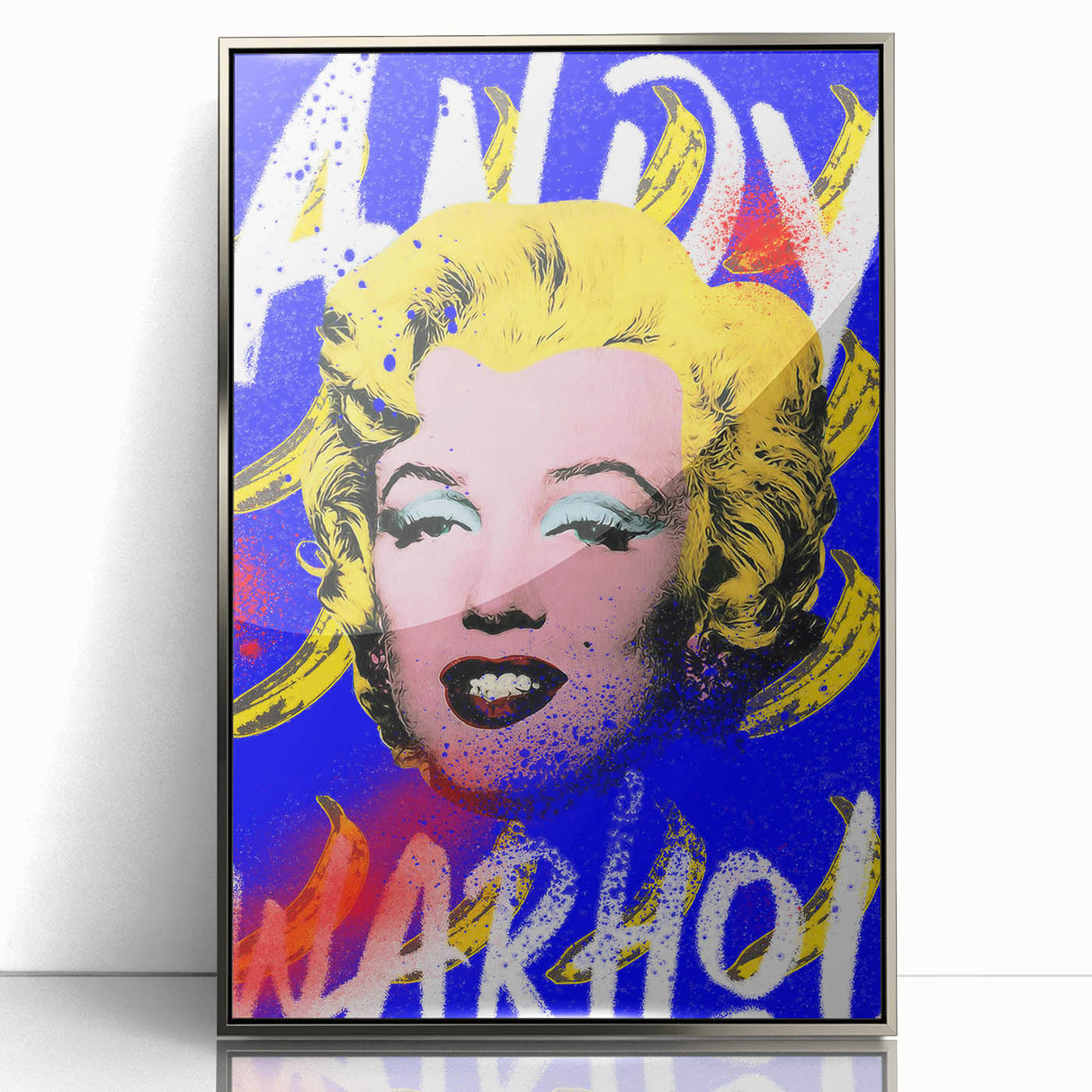 Iconic Pop Art Wall Art - Marilyn Canvas with Yellow and Blue