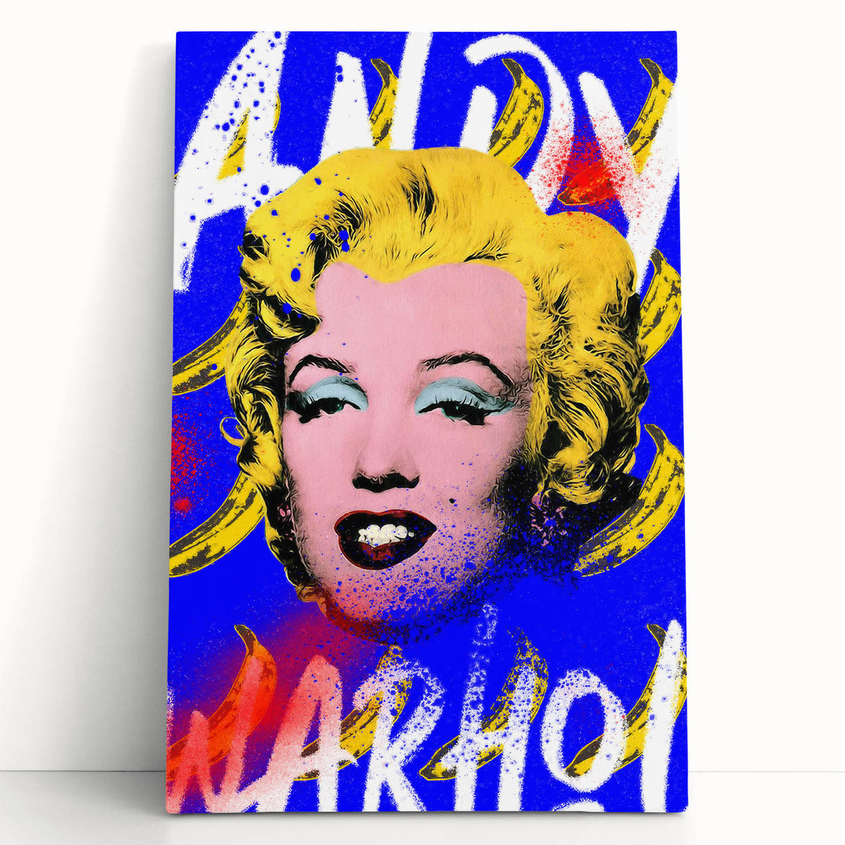Iconic Pop Art Wall Art - Marilyn Canvas with Yellow and Blue