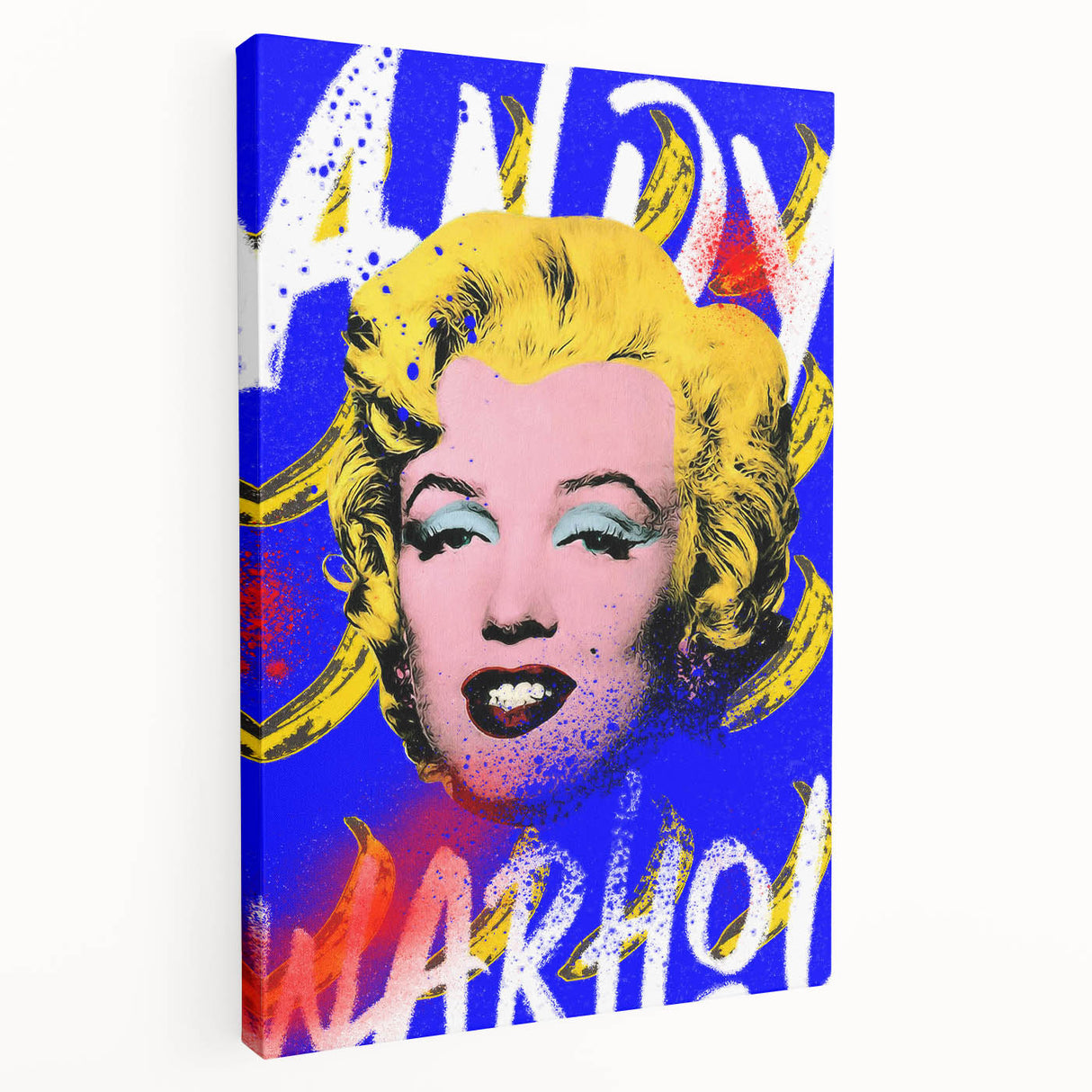 Iconic Pop Art Wall Art - Marilyn Canvas with Yellow and Blue
