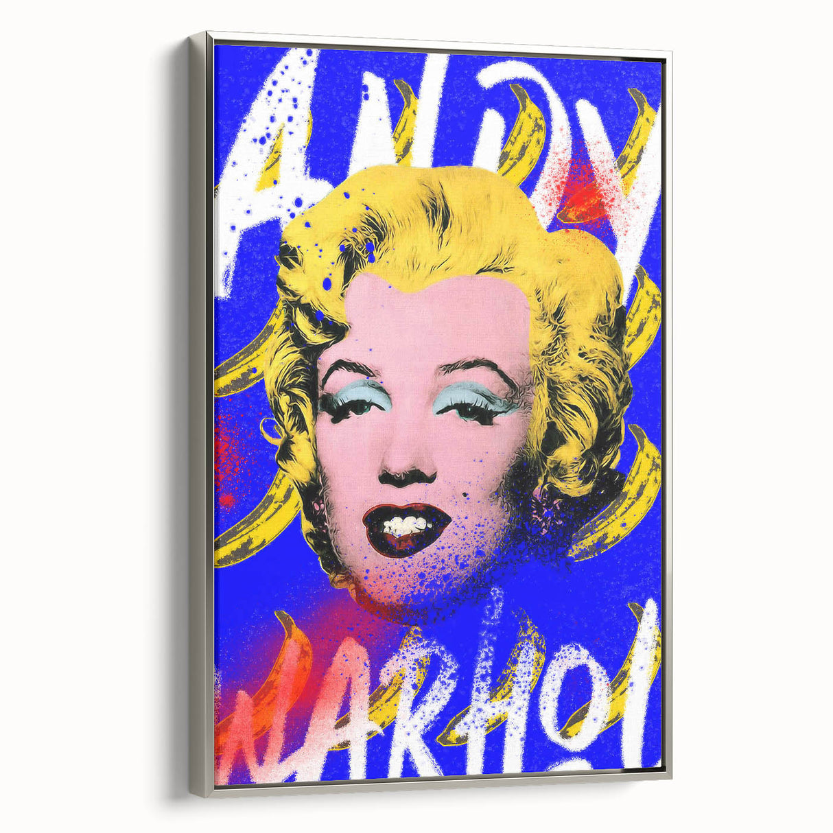 Iconic Pop Art Wall Art - Marilyn Canvas with Yellow and Blue