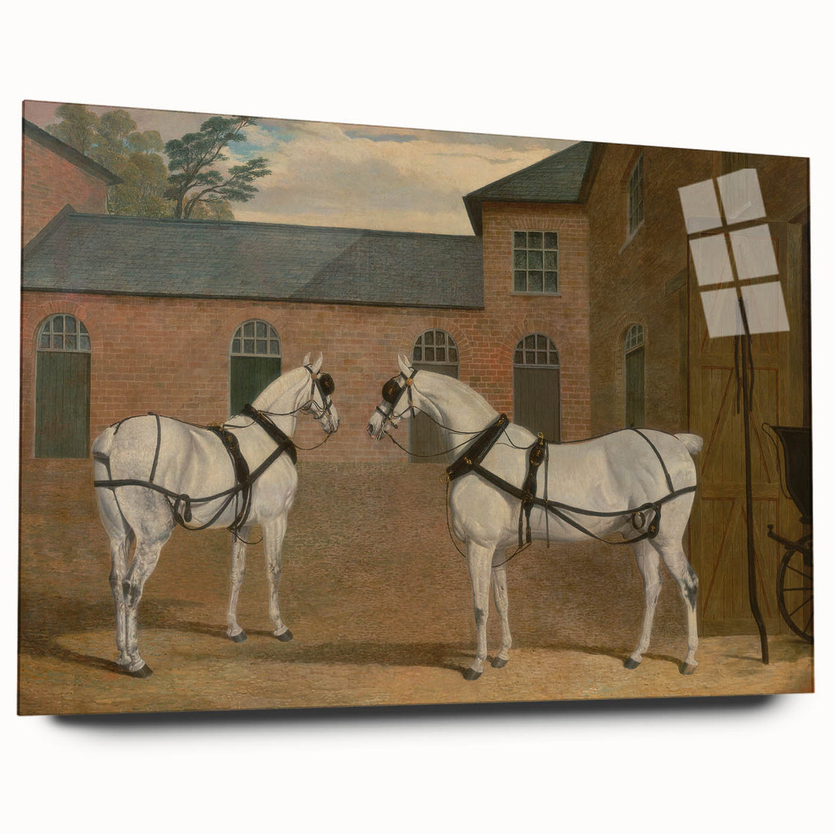 Realism Art Prints - Grey Carriage Horses by John Frederick Herring