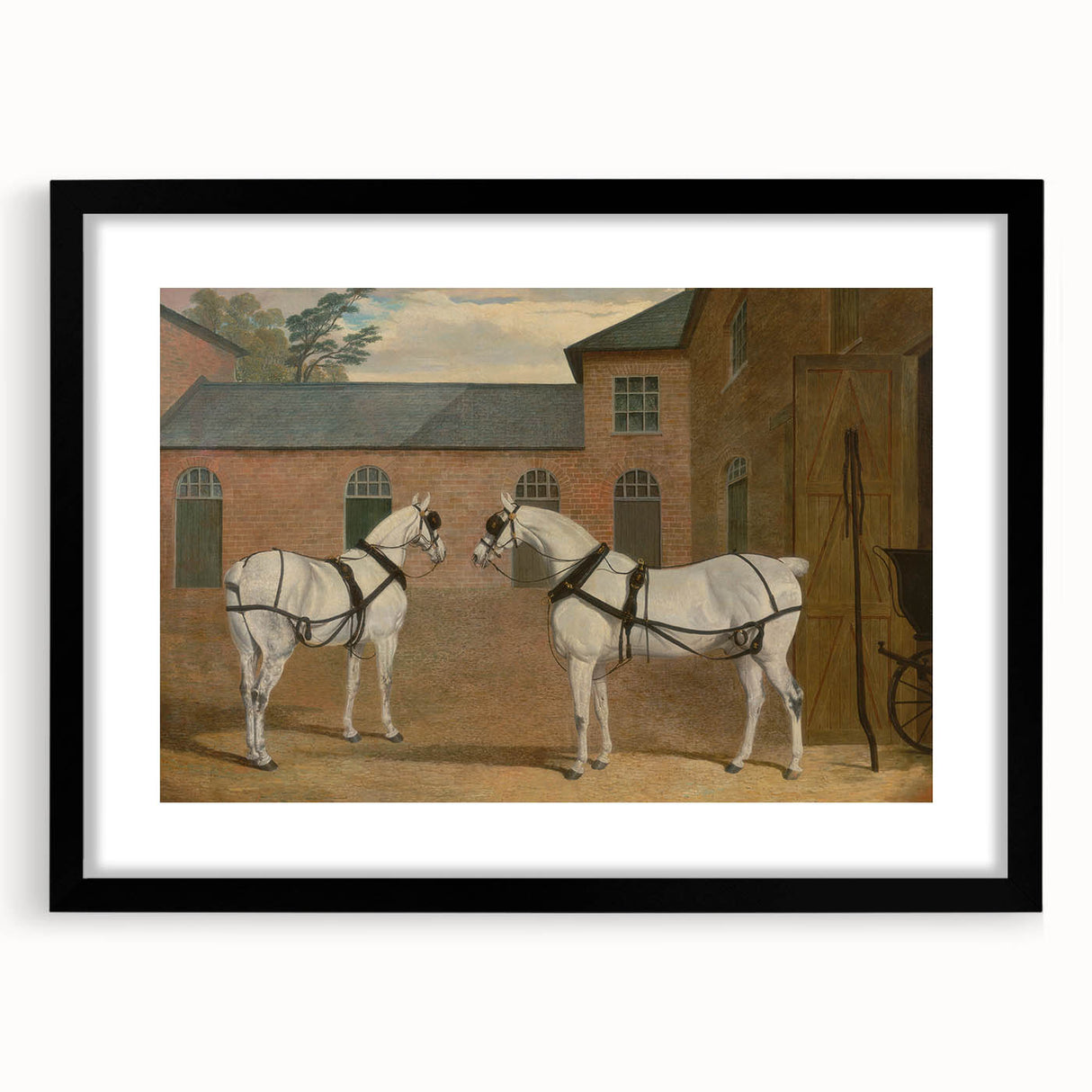 Realism Art Prints - Grey Carriage Horses by John Frederick Herring