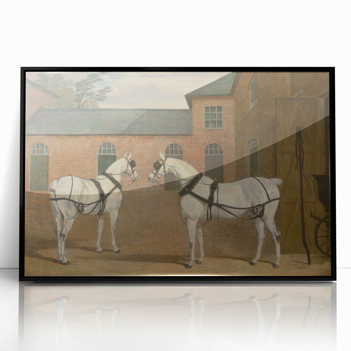 Realism Art Prints - Grey Carriage Horses by John Frederick Herring