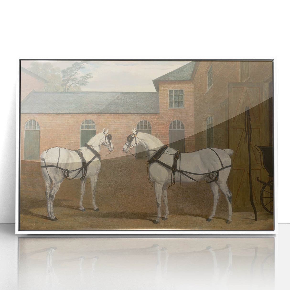 Realism Art Prints - Grey Carriage Horses by John Frederick Herring