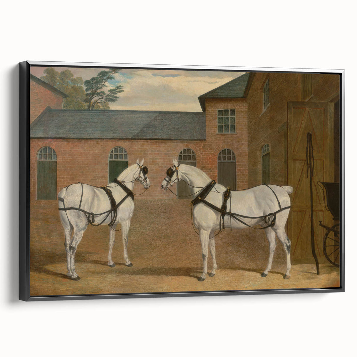 Realism Art Prints - Grey Carriage Horses by John Frederick Herring