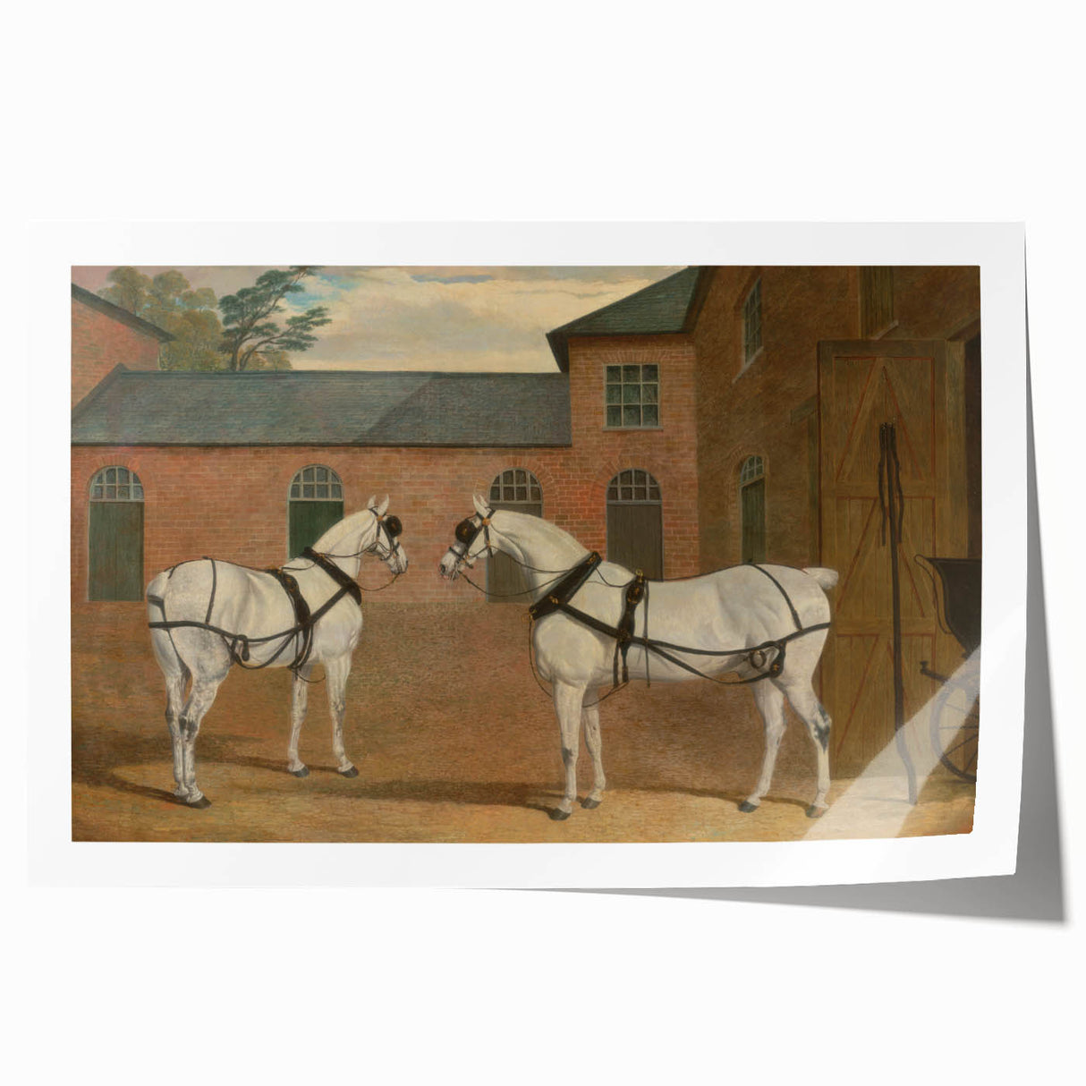 Realism Art Prints - Grey Carriage Horses by John Frederick Herring