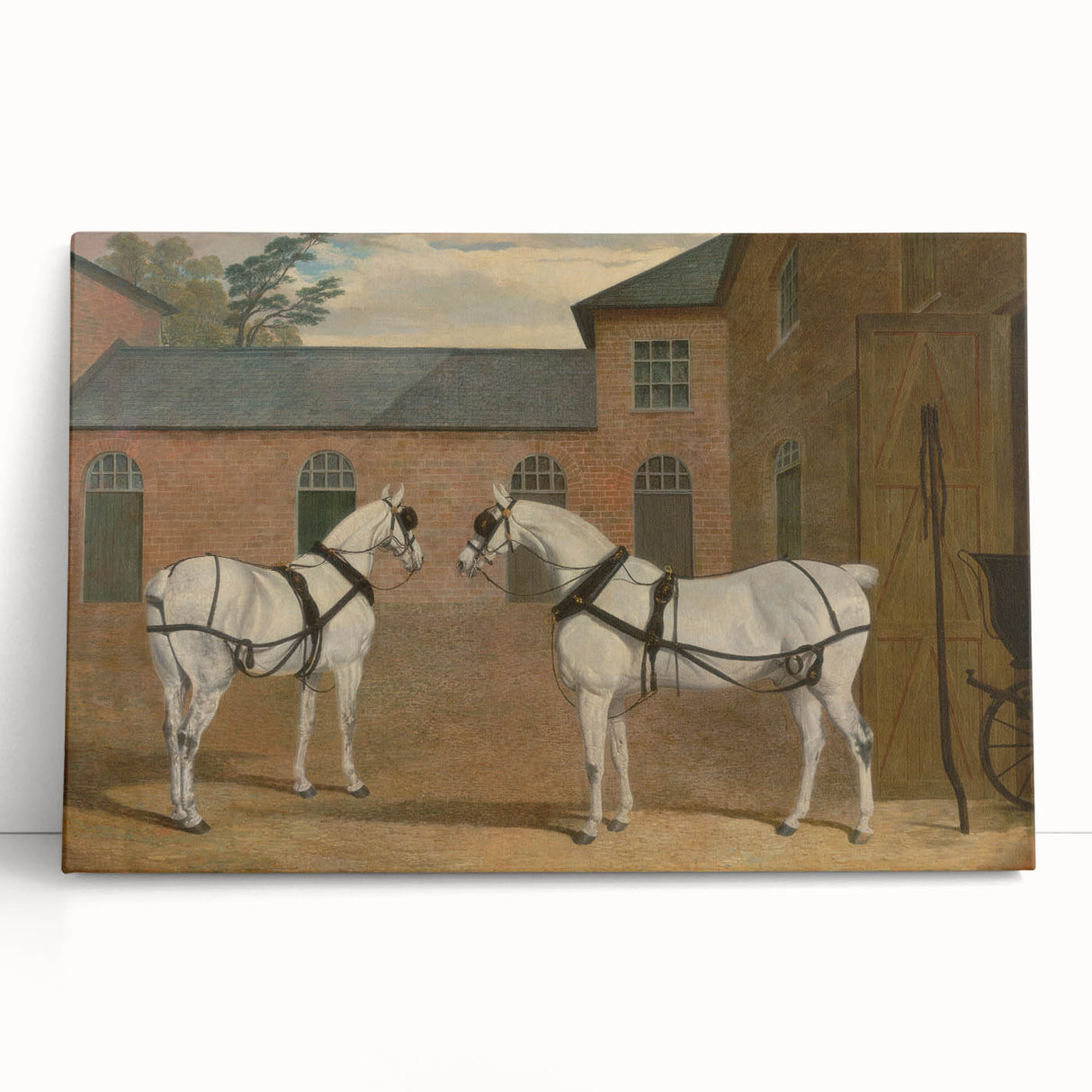 Realism Art Prints - Grey Carriage Horses by John Frederick Herring