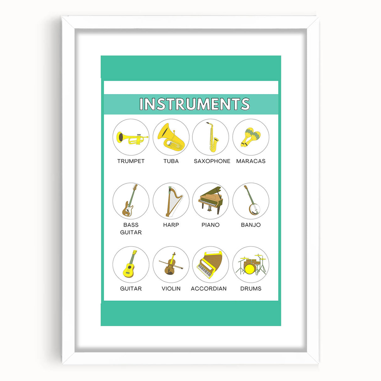 Classroom Educational Posters - Musical Instruments Chart