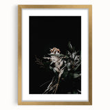 Extra large abstract art print featuring textured fall colors in a gold frame, ideal for living room decor.