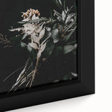 Close-up of extra large black wall art on canvas featuring a textured, colorful abstract design, ideal for living room decor.