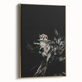 Framed canvas wall art featuring a vintage landscape painting with autumnal trees under a black sky, ideal for bedroom decor.