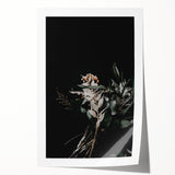 Extra large rolled print of autumnal floral art in warm orange and brown tones, ideal for dining room wall decor.