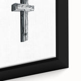 Black wall art featuring a textured, colorful abstract design on a framed canvas.