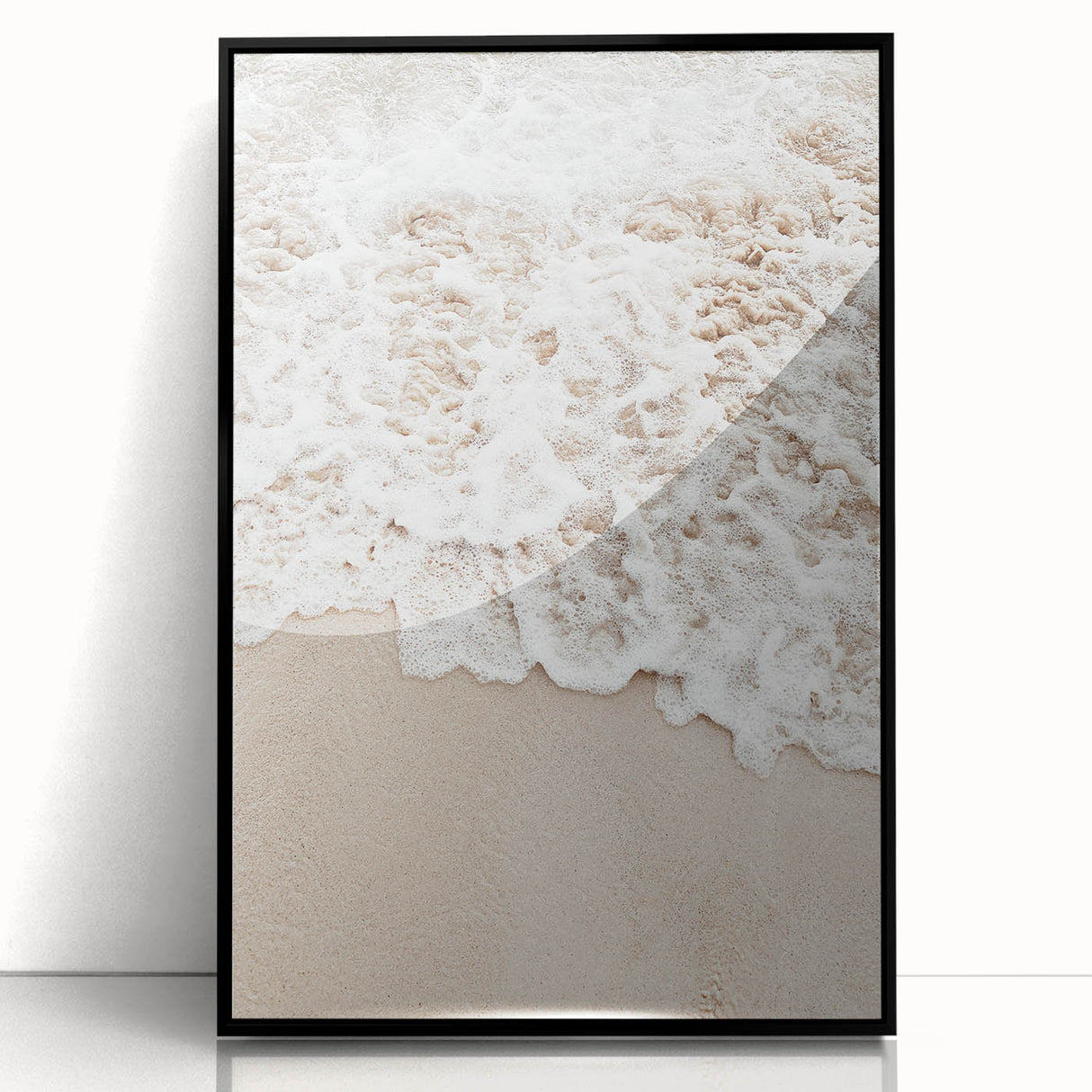 Large abstract wall art featuring summer-themed colors in mid-century modernist style on framed acrylic.