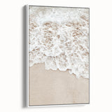 Vintage poster art of a summer scene on framed canvas, featuring vibrant colors on a black background.