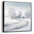 Winter landscape painting in black and white on framed canvas, ideal for bedroom wall decor.