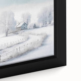 Winter-themed black wall art featuring textured snowy landscape on extra large framed canvas, ideal for living room decor.