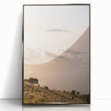 Mid-century modernist art deco poster in soft pastel shades on a framed acrylic, ideal for nursery wall art.