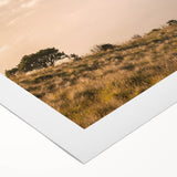 Art deco poster on rolled canvas featuring geometric patterns and metallic gold and teal colors.