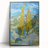Art deco poster featuring a Van Gogh-inspired abstract print in gold and blue tones on acrylic.